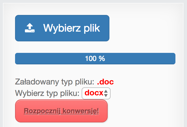 Konwertuj DOC na DOCX online